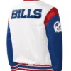 Mens Buffalo Bills Ribbed White Satin Jacket Back