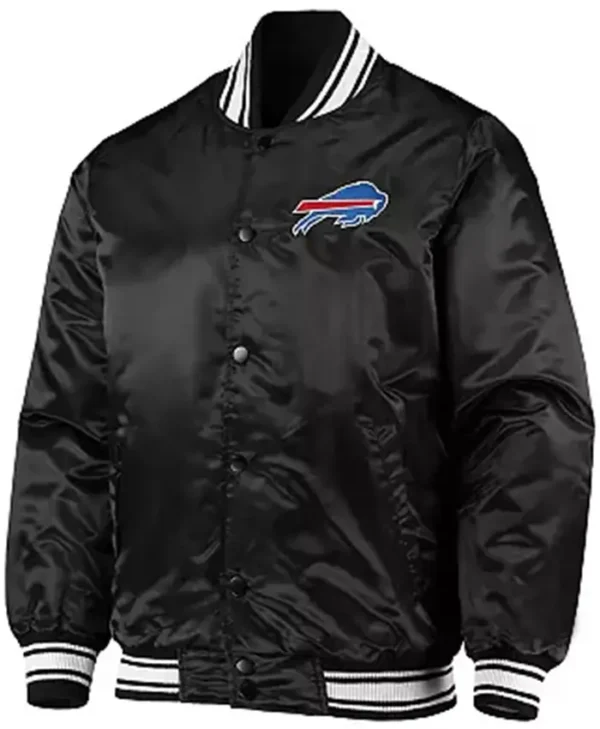 Mens Buffalo Bills Satin Baseball Full Snap Jacket