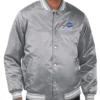 Mens Buffalo Bills Satin Gray Varsity Jacket