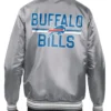 Mens Buffalo Bills Satin Gray Varsity Jacket Back