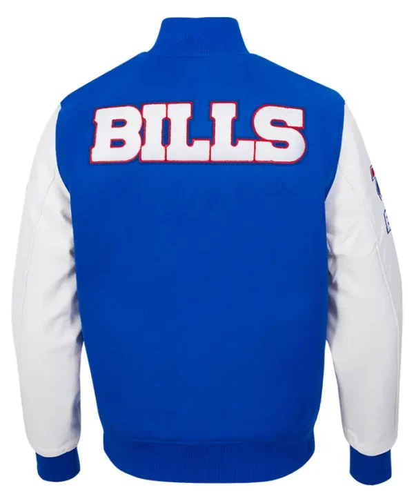 Mens Buffalo Bills White Classic Wool Varsity Jacket Back