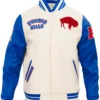 Mens Buffalo Bills White Wool Varsity Jacket