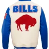 Mens Buffalo Bills White Wool Varsity Jacket Back