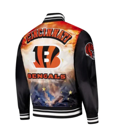Men's Cincinnati Bengals Black Sublimated Satin Jacket