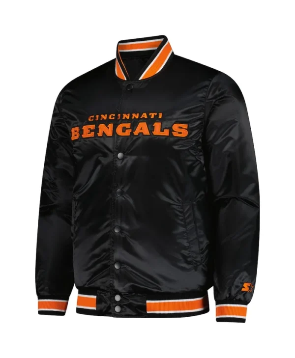 Mens Cincinnati Bengals Starter Black Satin Varsity Jacket