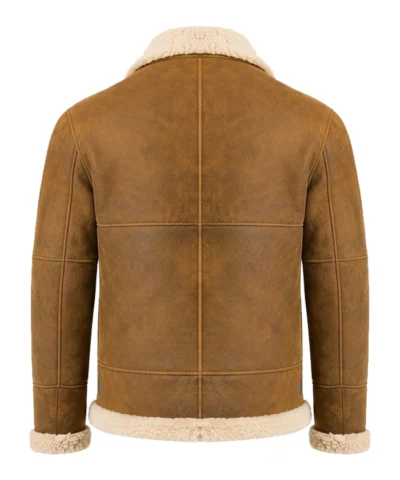Mens For Shearling-Lined Brown Aviator Leather Jacket