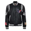 Men's Houston Texans Black Leather Full-Snap Jacket