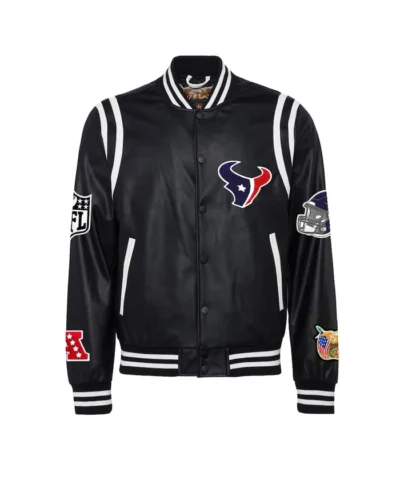 Men's Houston Texans Black Leather Full-Snap Jacket
