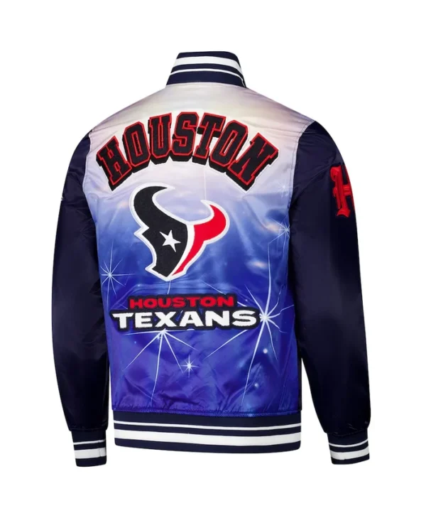 Men's Houston Texans Navy Sublimated Satin Jacket