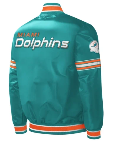 Mens Miami Dolphins Letterman Jacket Back