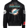 Mens Miami's Leather Bomber Jacket Back