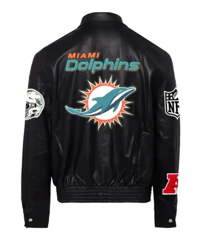 Mens Miami's Leather Bomber Jacket Back