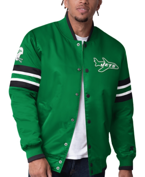 Mens New York Jets Green Vintage Logo Scout Varsity Jacket