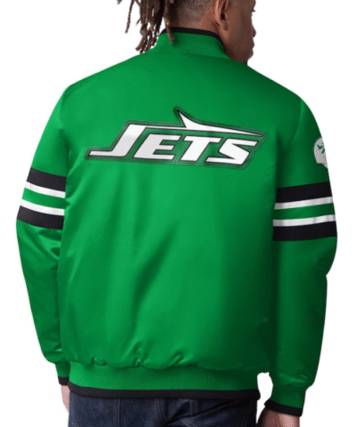 Mens New York Jets Green Vintage Logo Scout Varsity Jacket