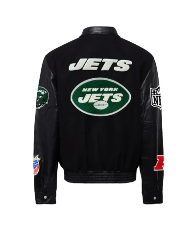Men's New York Jets Jeff Hamilton Black Wool Varsity Jacket