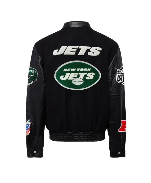 Men's New York Jets Jeff Hamilton Black Wool Varsity Jacket