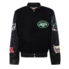 Mens New York Jets Jeff Hamilton Black Wool Varsity Jacket