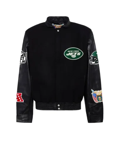 Mens New York Jets Jeff Hamilton Black Wool Varsity Jacket