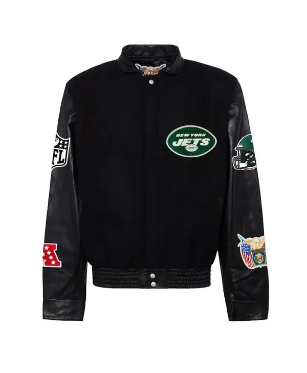 Mens New York Jets Jeff Hamilton Black Wool Varsity Jacket