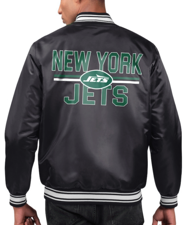 Men's New York Jets Starter Black Satin Varsity Jacket