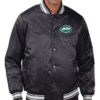 Mens New York Jets Starter Black Satin Varsity Jacket