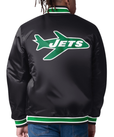 Mens New York Jets Starter Closer Reversible Satin Black Jacket