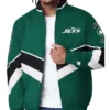 Mens New York Jets Starter Green Captain Satin Varsity Jacket