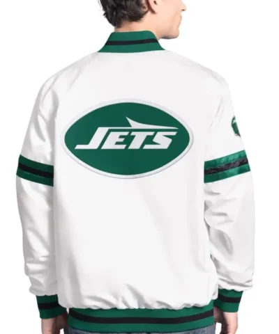 Mens New York Jets Starter Scout Full-Snap Varsity Jacket - White