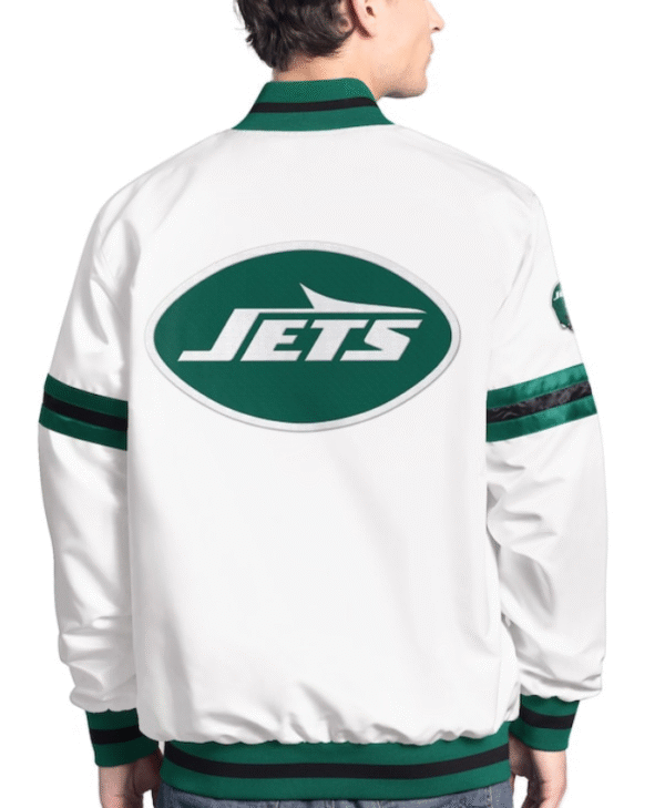 Mens New York Jets Starter White Scout Full-Snap Varsity Jacket