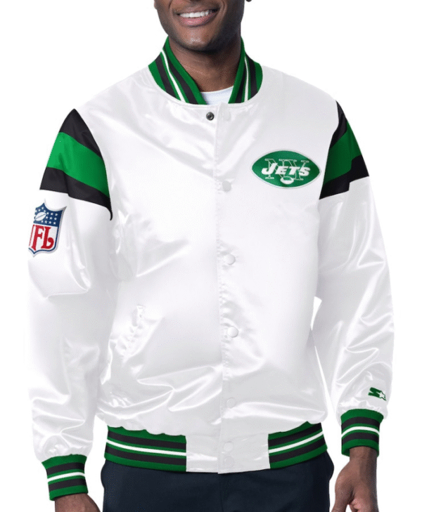 Men's New York Jets Starter White Vintage Satin Varsity Jacket