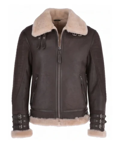 Mens Retro Flying Leather Jacket Front View