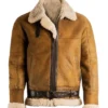 Men’s Shearling-Lined Brown Aviator Leather Jacket