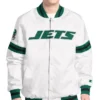 Mens Starter New York Jets Scout Full-Snap Varsity Jacket - White