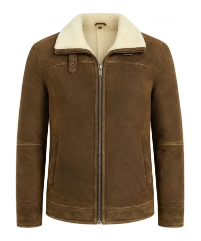 Mens Tan Brown Shearling Jacket