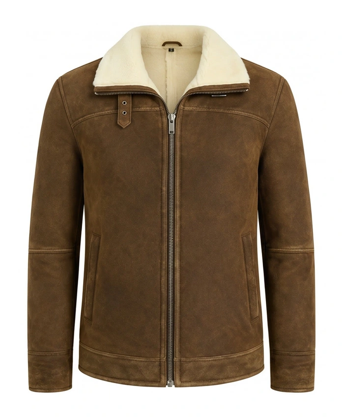 Mens Tan Brown Shearling Jacket