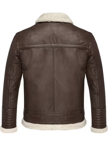 Brown Shearling Leather Jacket Back