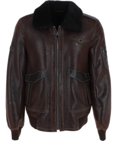 Luxury Brown Sheepskin Pilot Leather Jacket
