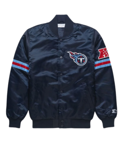 NFL Striped Tennessee Titans Navy Satin Jacket