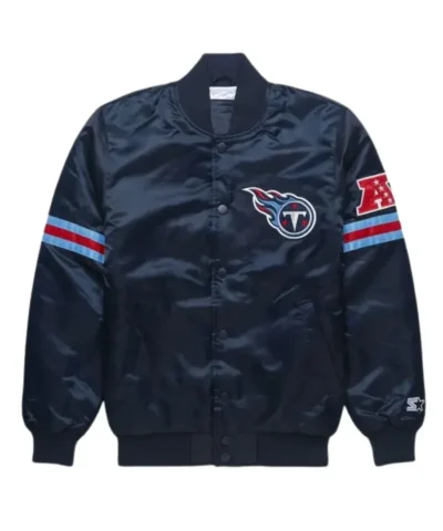NFL Striped Tennessee Titans Satin Jacket - Navy Blue