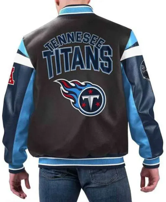 Tennessee Titans Varsity Full-Zip Black Leather Jacket