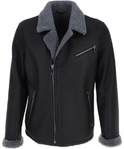 Mens Sheepskin Aviator Leather Jacket