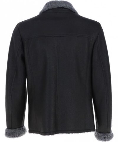 Mens Sheepskin Aviator Leather Jacket Back