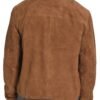 Brown Suede Bomber Leather Jacket Back