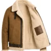 Shearling-Lined Brown Aviator Leather Jacket Mens