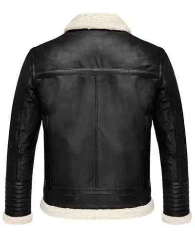 Shop Men Black Shearling Leather Jacket