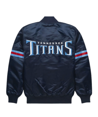 Striped Tennessee Titans Navy Satin Jacket