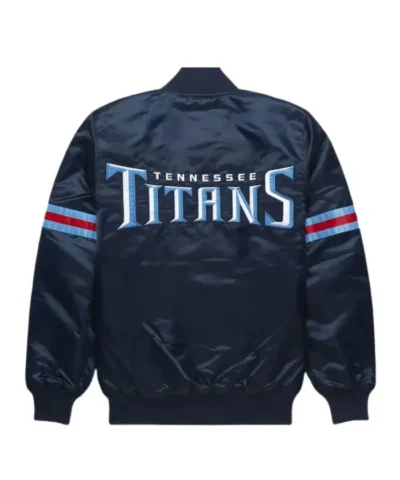 Striped Tennessee Titans Satin Jacket - Navy BLue