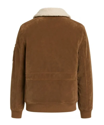 Suede Shearling Bomber Leather Jacket For Men