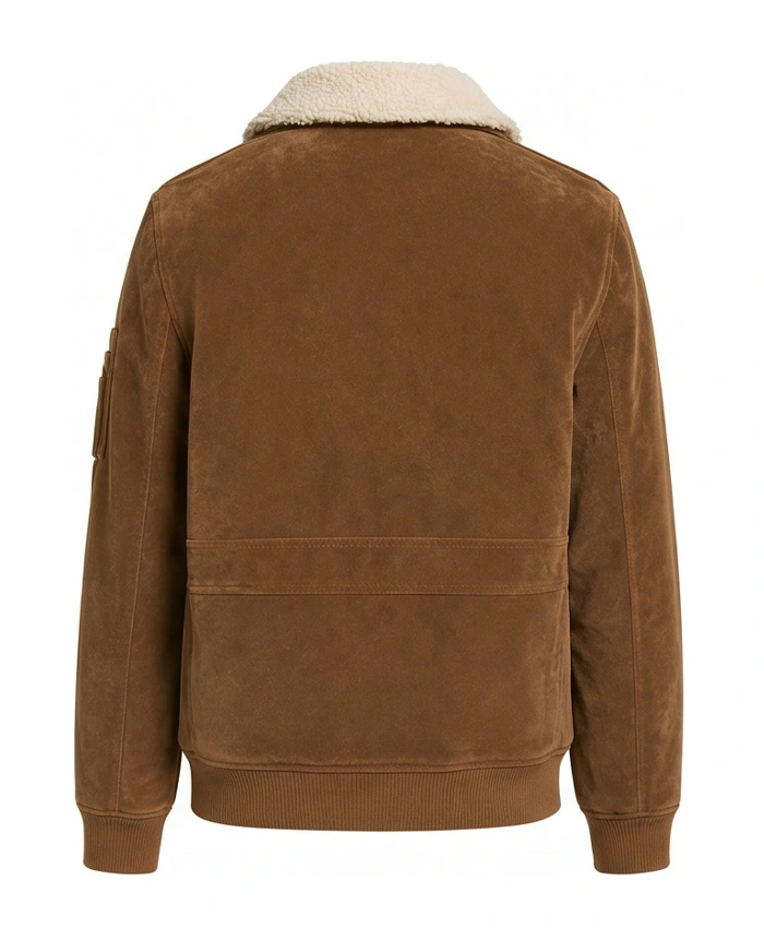 Suede Shearling Bomber Leather Jacket For Men