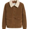 Suede Shearling Bomber Leather Jacket For Mens